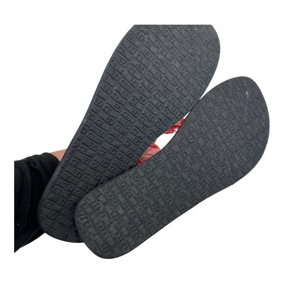 Sanuk Women SZ 7 Orange Stripes T-Strap Fabric Sandal Shoes Comfy Padded Insole - Picture 7 of 10